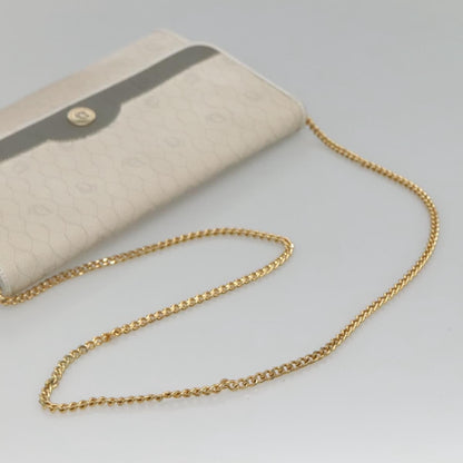 Christian Dior Vintage Honeycomb chain Canvas, WHITE, CANVAS, Handbag