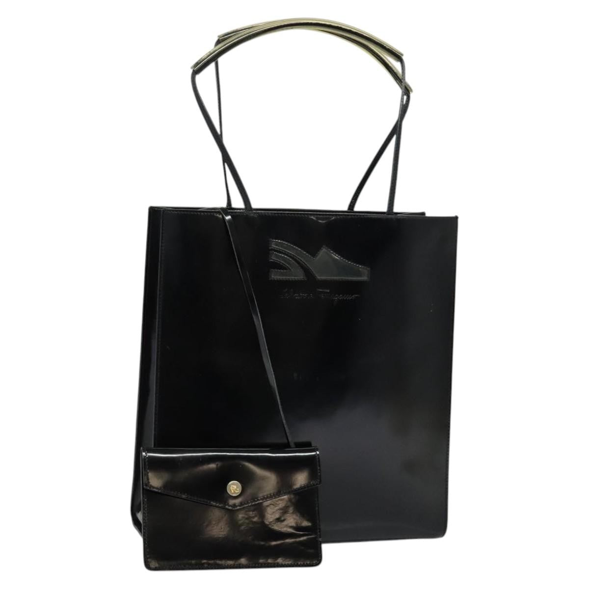 Salvatore Ferragamo Shopper Tote Leather, BLACK, PATENT_LEATHER, Tote bag