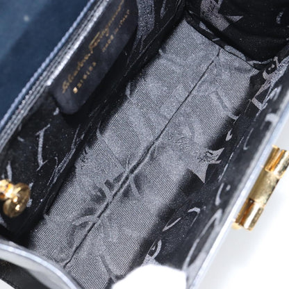 Salvatore Ferragamo Gancini Shoulder Bag Leather, NAVY, LEATHER, Shoulder bag