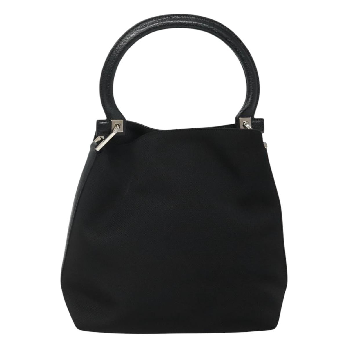 Salvatore Ferragamo Gancini handbag Canvas, BLACK, CANVAS, Handbag