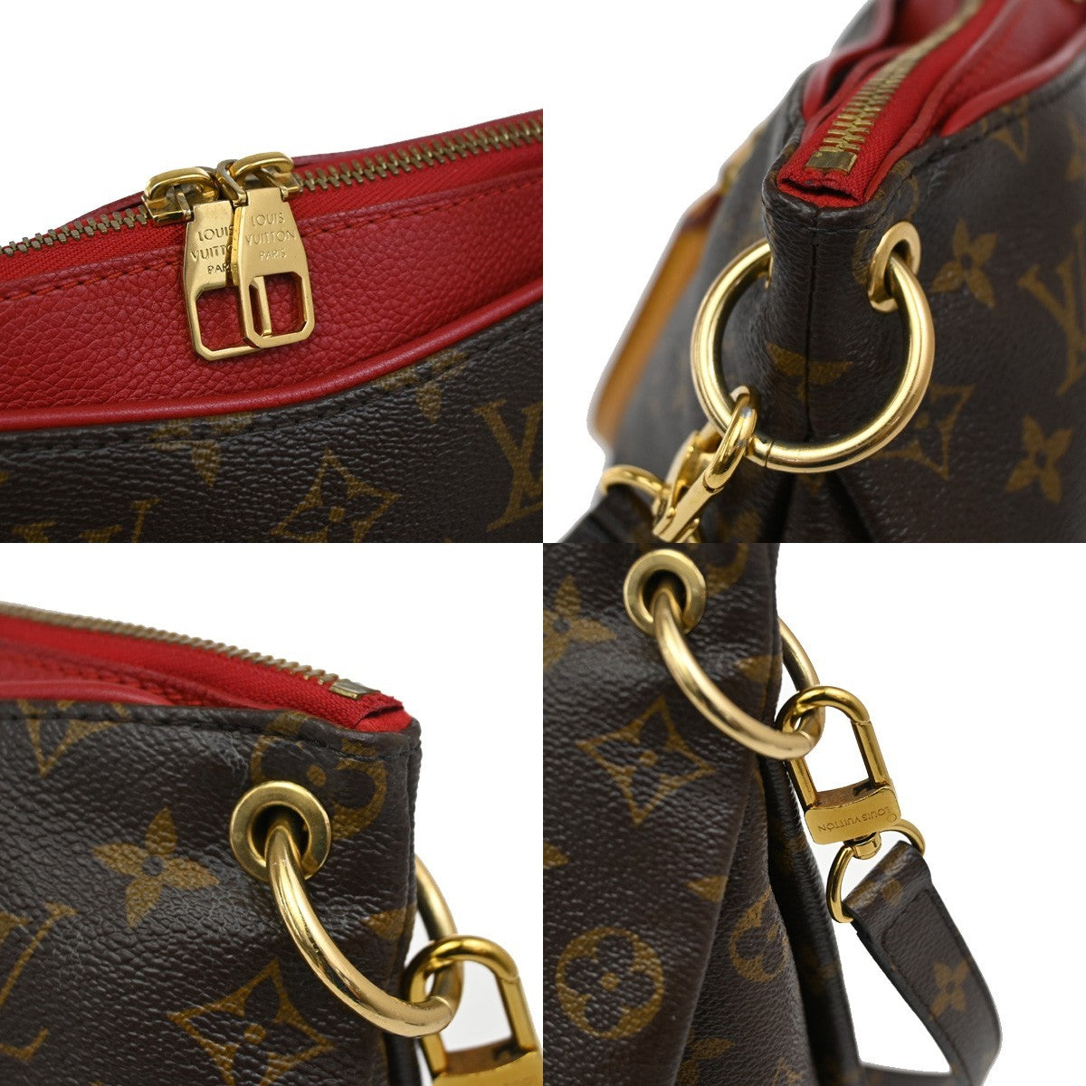 Louis Vuitton Pallas Tote Monogram Canvas with Leather, RED, CANVAS, Handbag