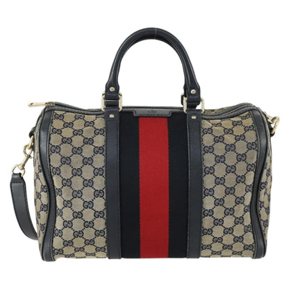 Gucci Vintage Web Boston Bag GG Canvas, NAVY, CANVAS, Handbag