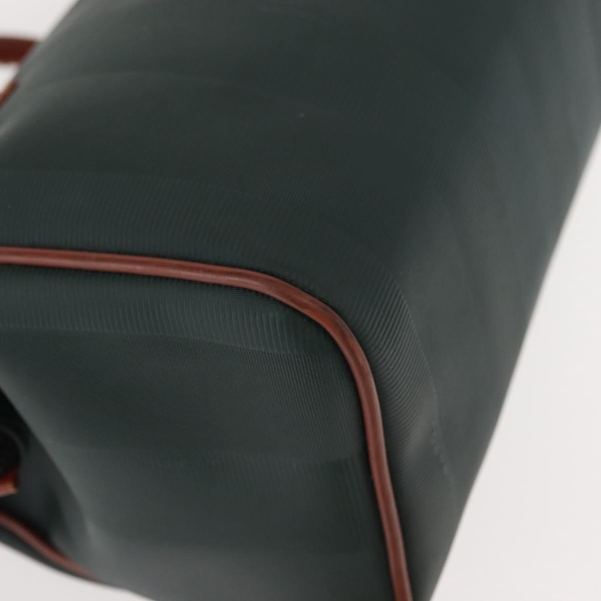 Fendi Vintage Pequin Convertible Boston Bag Coated Canvas, GREEN, CANVAS, Handbag