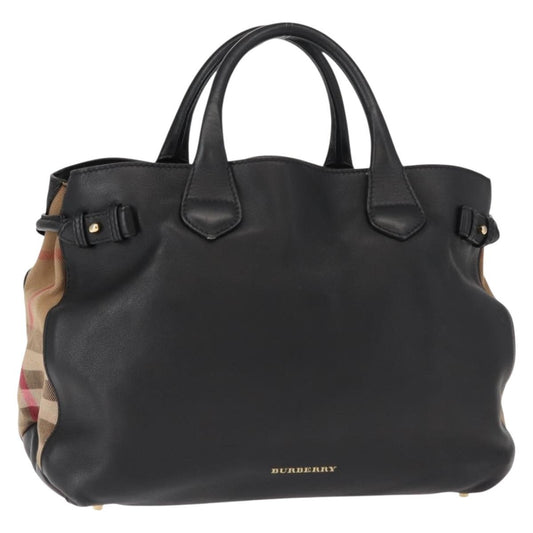 Burberry Banner Tote Leather, BLACK, LEATHER, Tote bag