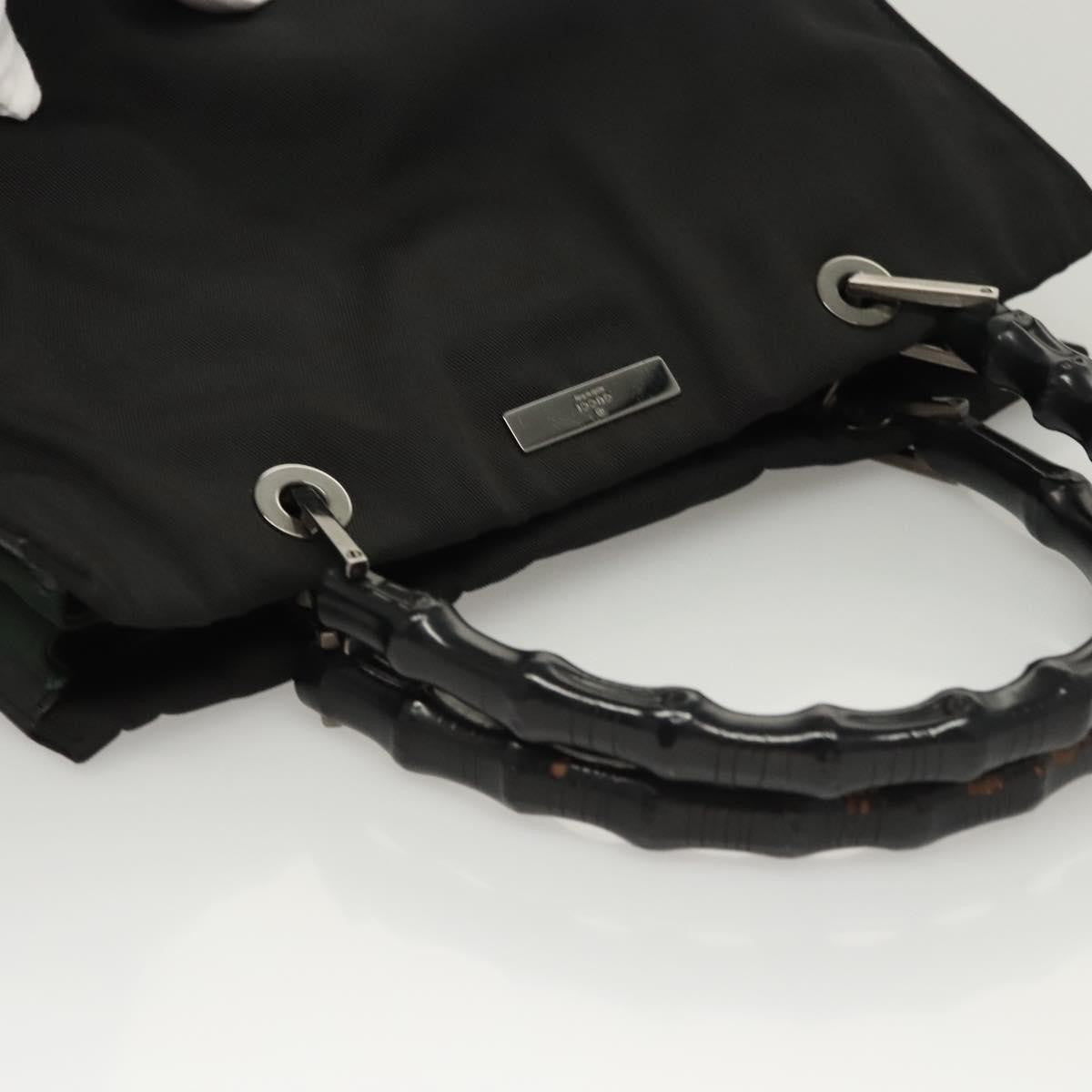 Gucci Vintage Bamboo Handle Tote Nylon, BLACK, NYLON, Tote bag