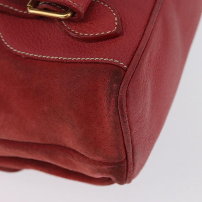 Gucci Vintage Bamboo Backpack Suede and Leather, Red, Suede, Backpack