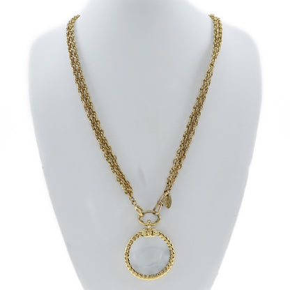 Chanel Vintage Double CC Pendant Necklace Metal, GOLD, GOLD_PLATED, Necklace