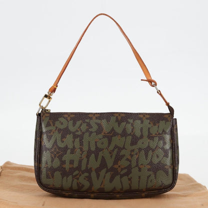 Louis Vuitton Pochette Accessoires Limited Edition Monogram Graffiti, BROWN, CANVAS, Clutche & pouche