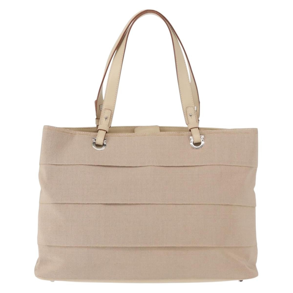 Salvatore Ferragamo Gancini handbag Nylon, BEIGE, NYLON, Handbag