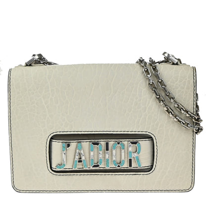 Christian Dior J'Adior Flap Bag Canyon Grained Lambskin with Mosaic Detail, White, Leather, Shoulder Bag
