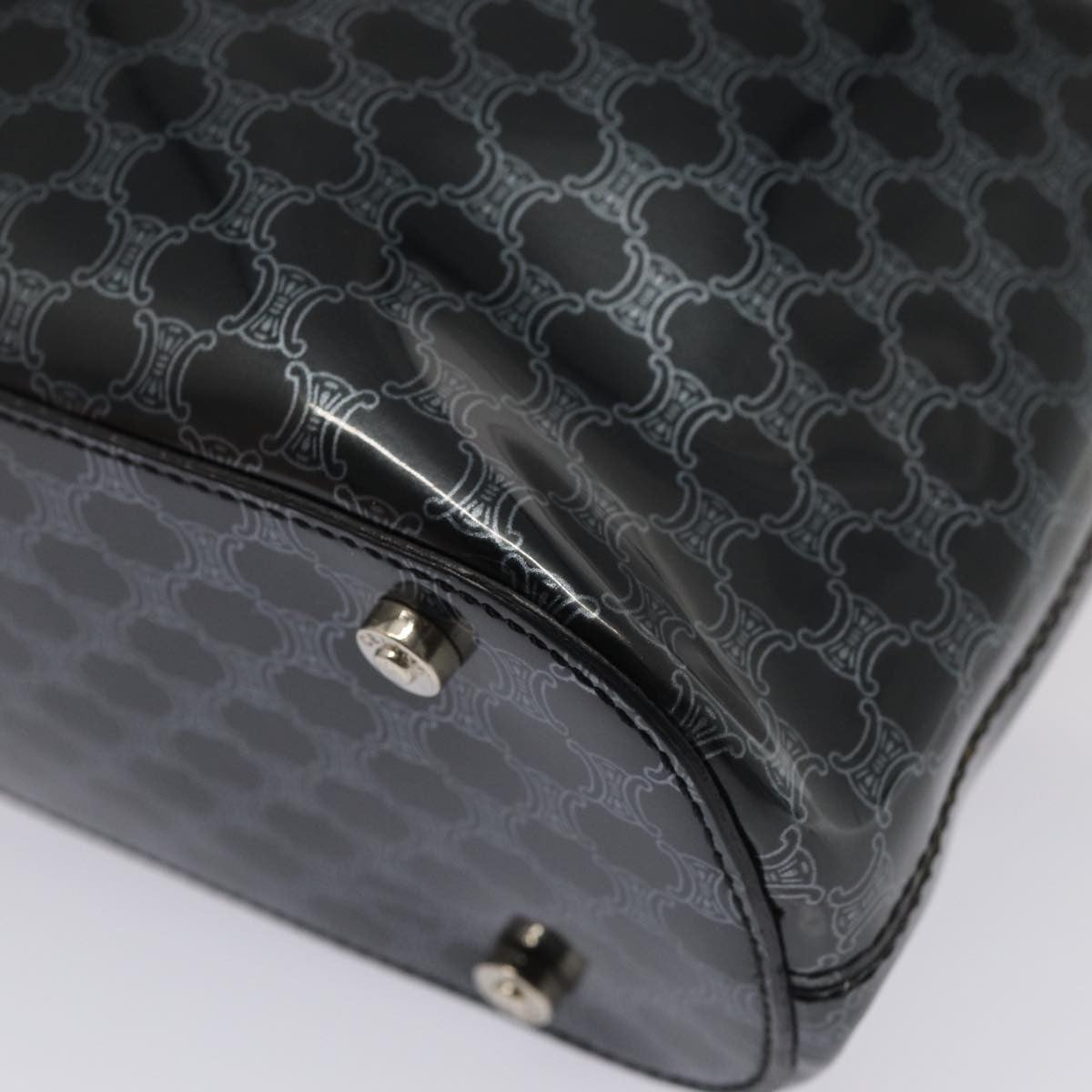 Celine Vintage Macadam Shopper Tote Venyl, BLACK, CANVAS, Tote bag