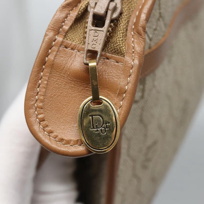 Christian Dior Vintage Honeycomb Zip Pouch Coated Canvas, BEIGE, PVC, Clutche & pouche