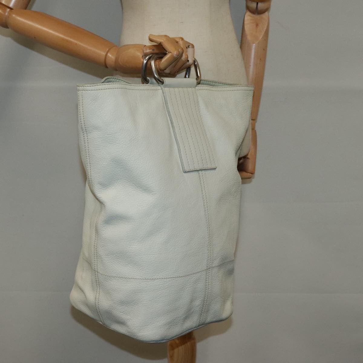 Prada Vintage Handbag Leather, WHITE, LEATHER, Handbag