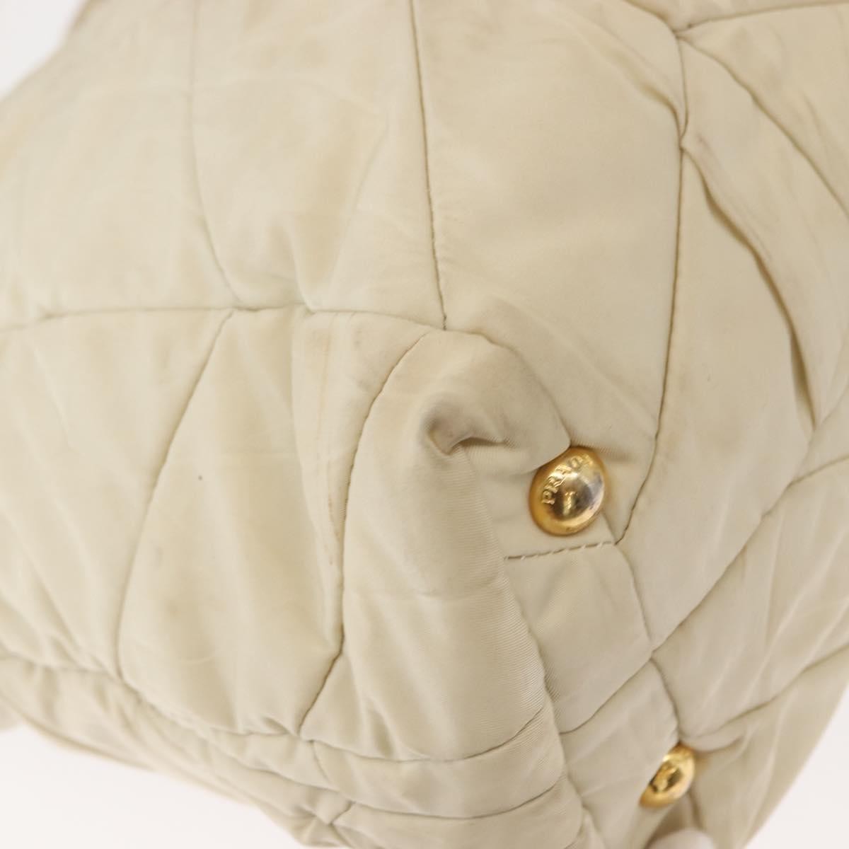 Prada Chain Front Zip Tote Quilted Tessuto, BEIGE, NYLON, Tote bag