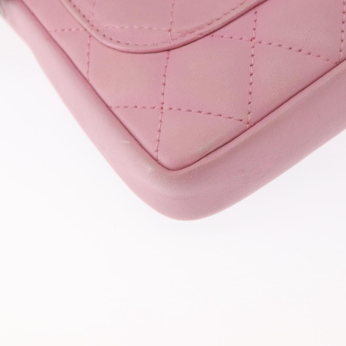Chanel Cambon Crossbody Bag Quilted Leather, PINK, LEATHER, Clutche & pouche