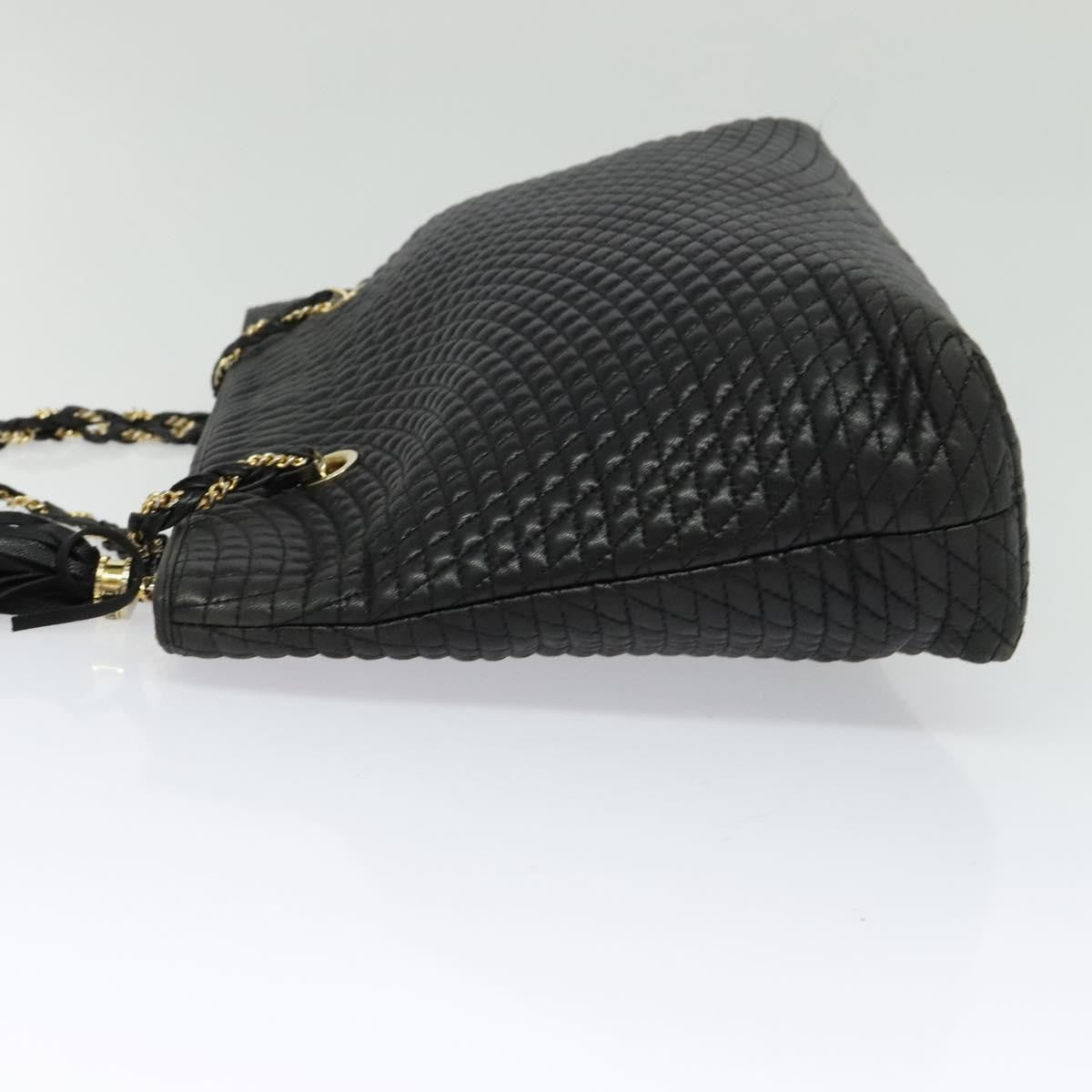 Bally Vintage Chain Shoulder Bag Quilted Leather, BLACK, LEATHER, Shoulder bag