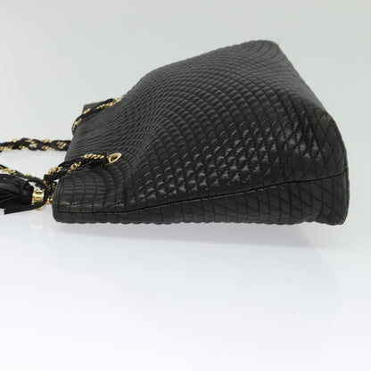 Bally Vintage Chain Shoulder Bag Quilted Leather, BLACK, LEATHER, Shoulder bag
