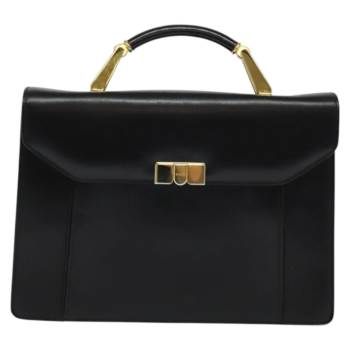 Bally Vintage Handbag Leather, BLACK, LEATHER, Handbag