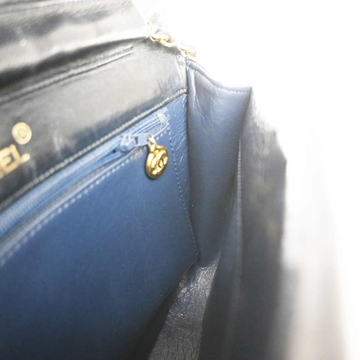 Chanel Vintage Flap Bag Leather, BLACK, LEATHER, Shoulder bag