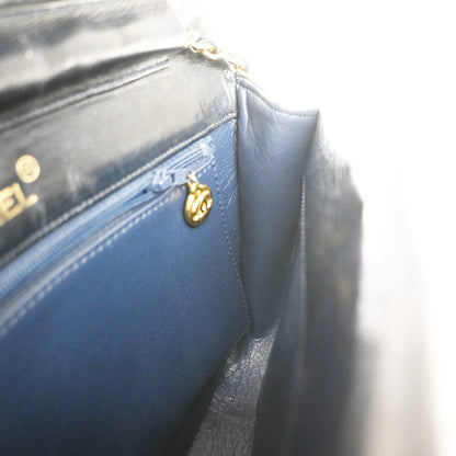 Chanel Vintage Flap Bag Leather, BLACK, LEATHER, Shoulder bag