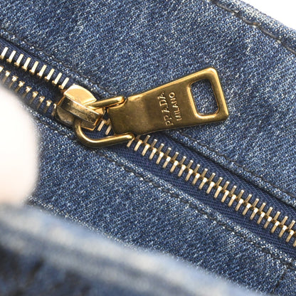 Prada Canapa Convertible Tote Denim, BLUE, DENIM_JEANS, Tote bag