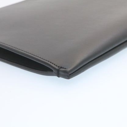 Saint Laurent Zip Pouch Leather, BLACK, LEATHER, Clutche & pouche