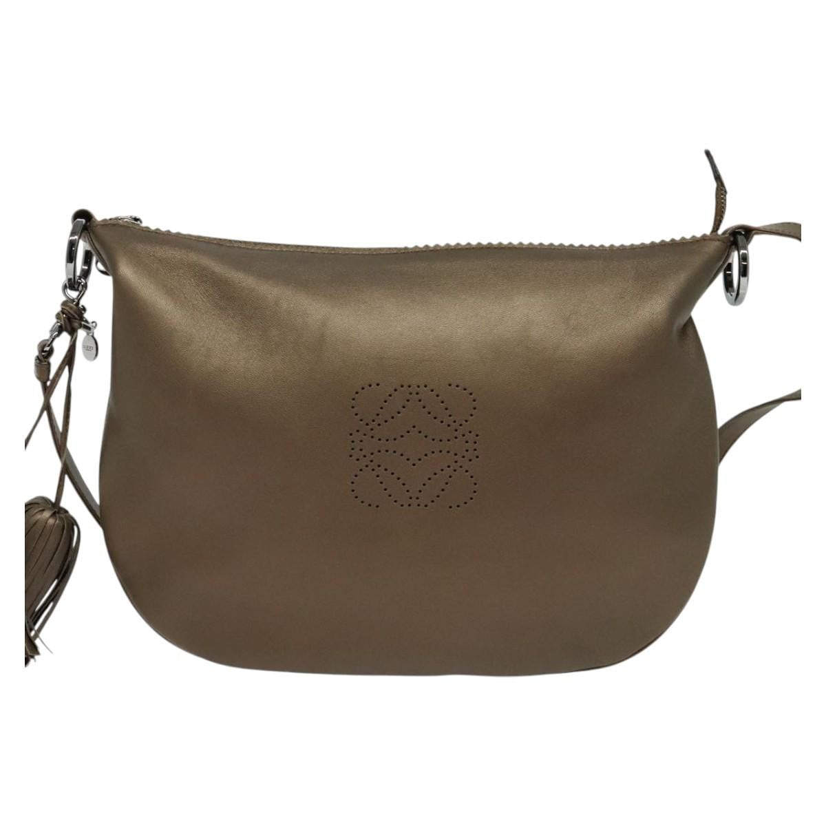 Loewe Anagram Shoulder Bag Leather, METALLIC, LEATHER, Shoulder bag