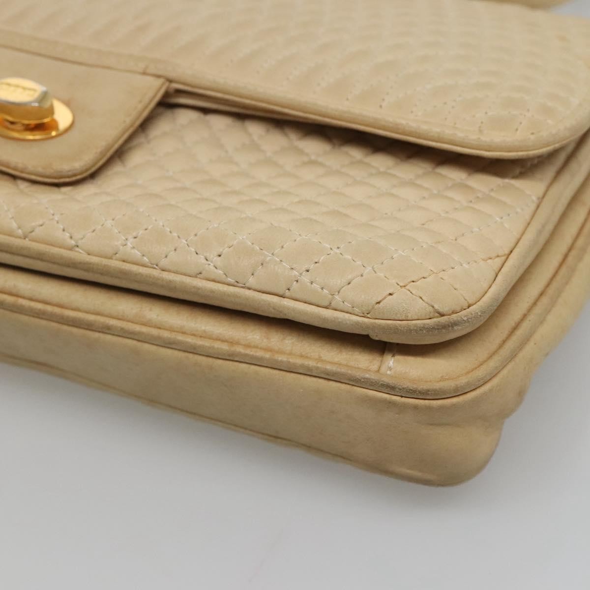 Bally Vintage Chain Shoulder Bag Quilted Leather, BEIGE, LEATHER, Shoulder bag