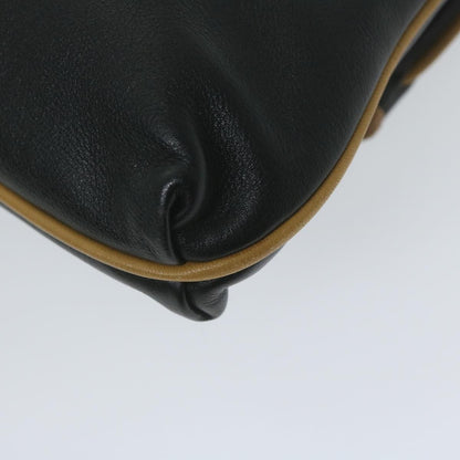 Celine Logo Triomphe Pouch Leather, BLACK, LEATHER, Clutche & pouche