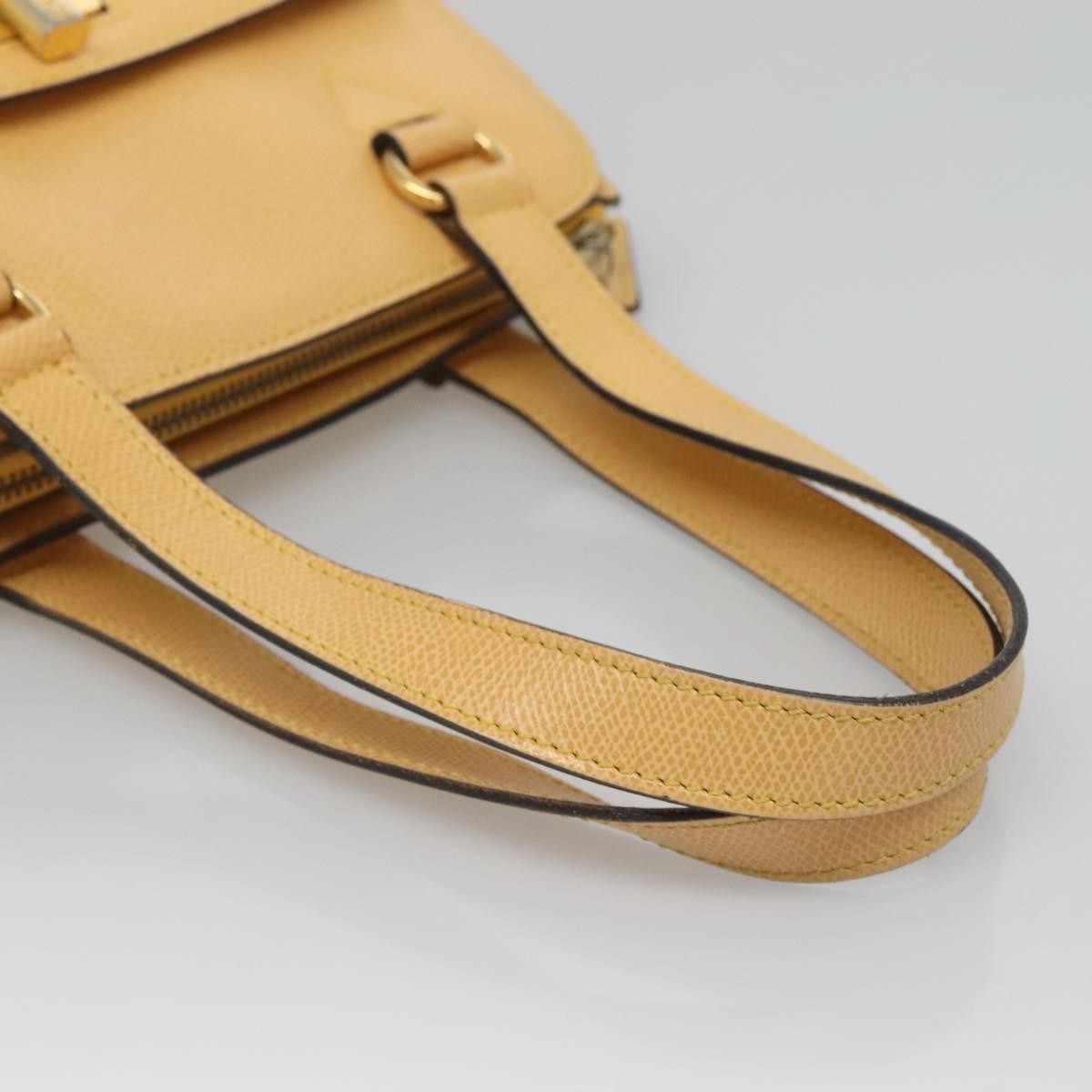 Celine Vintage turn lock shoulder bag Leather, YELLOW, LEATHER, Shoulder bag