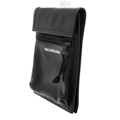 Balenciaga Explorer Strap Pouch Leather, BLACK, LEATHER, Shoulder bag