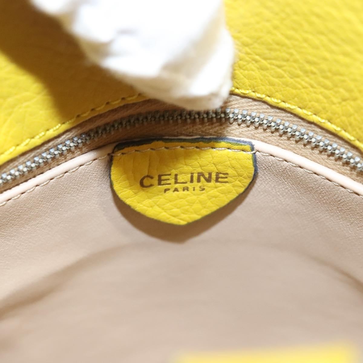 Celine Shoulder Bag Leather, YELLOW, LEATHER, Shoulder bag