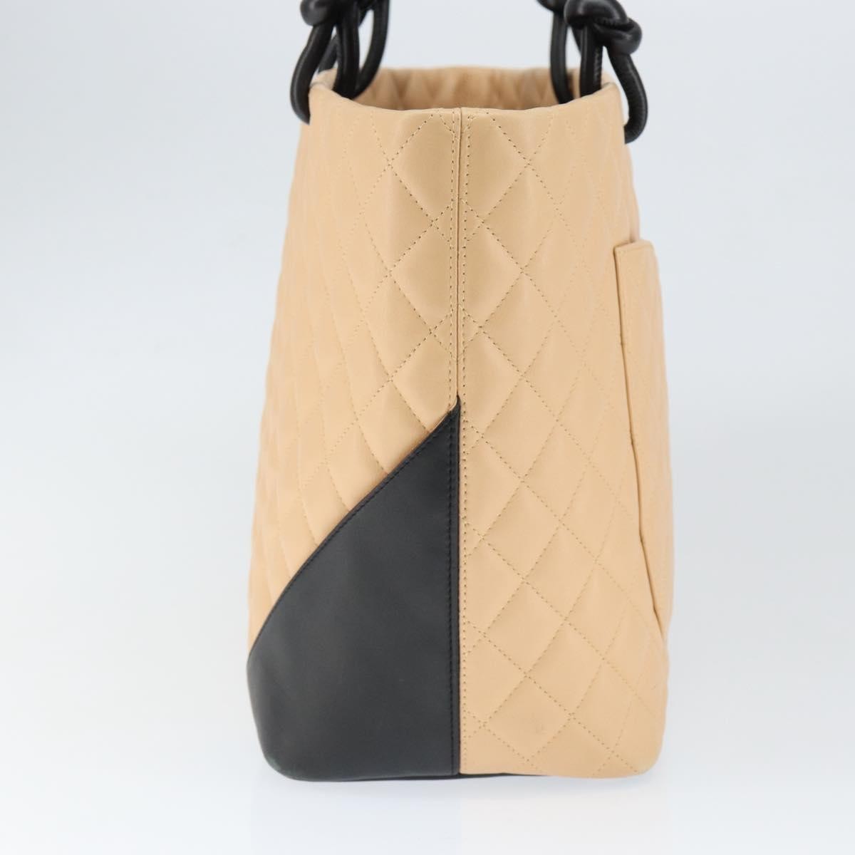 Chanel Cambon Tote Quilted Leather, BEIGE, LEATHER, Tote bag
