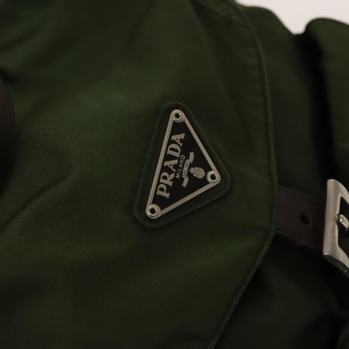 Prada Vela Double Front Pocket Backpack Tessuto with Saffiano Leather, KHAKI, NYLON, Backpack