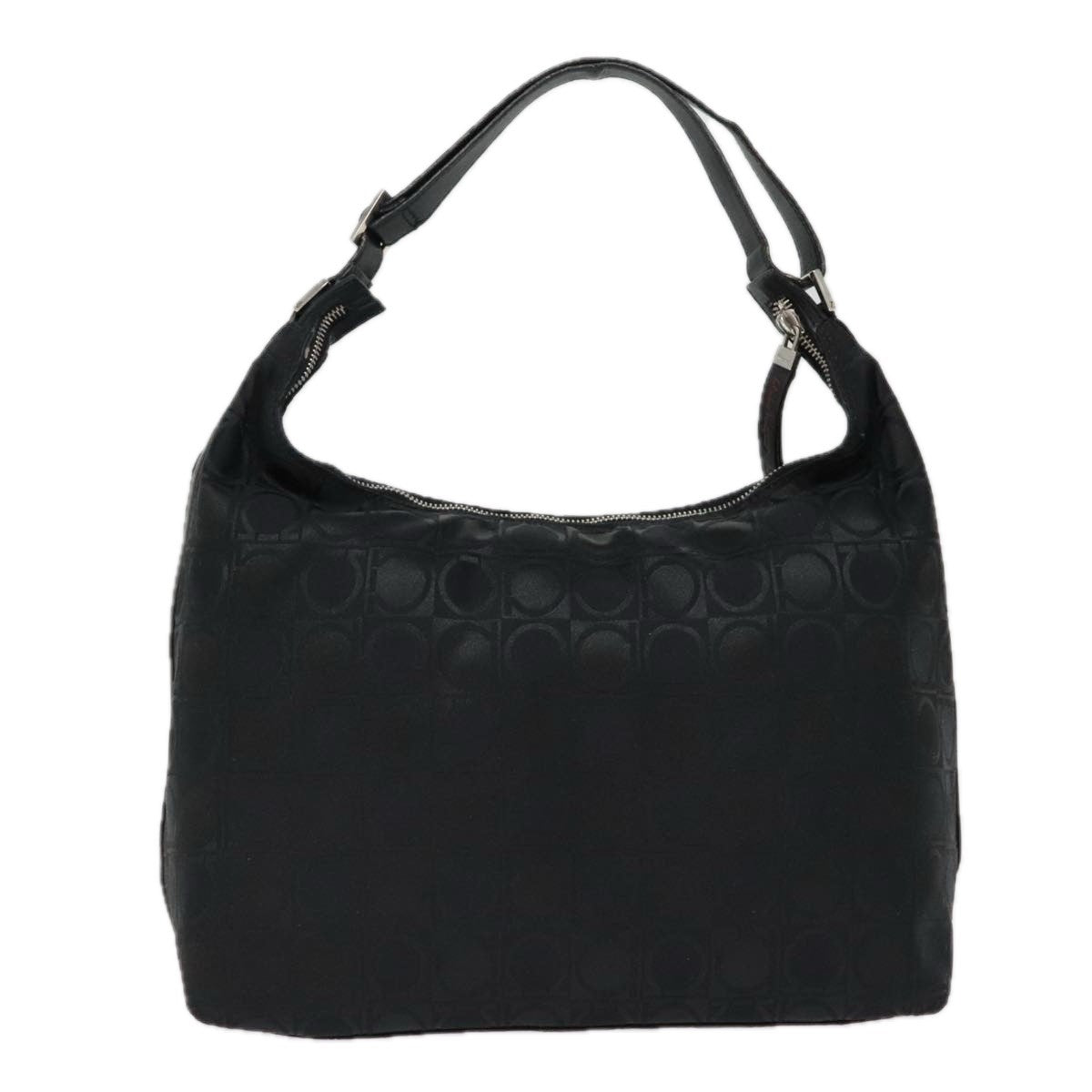 Salvatore Ferragamo Gancini Shoulder Bag Nylon, BLACK, NYLON, Shoulder bag