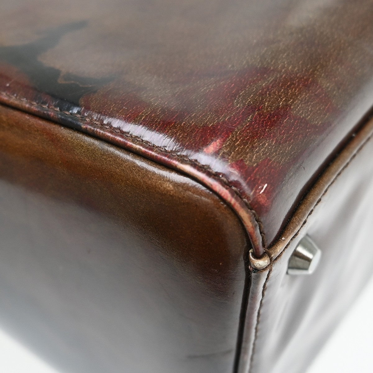 Christian Dior Vintage Lady Dior Bag Patent, Brown, Patent Leather, Handbag