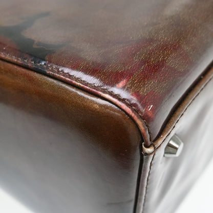 Christian Dior Vintage Lady Dior Bag Patent, Brown, Patent Leather, Handbag