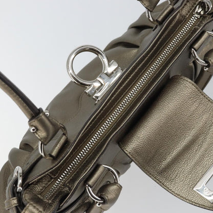 Salvatore Ferragamo Gancini handbag Leather, SILVER, LEATHER, Handbag