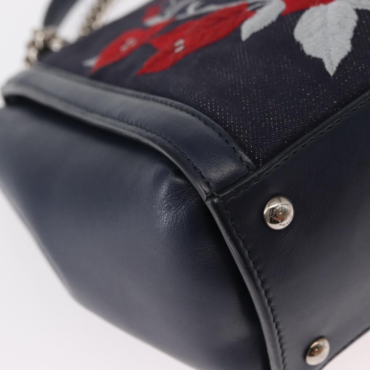 Salvatore Ferragamo Vala Handbag Leather, NAVY, DENIM_JEANS, Handbag