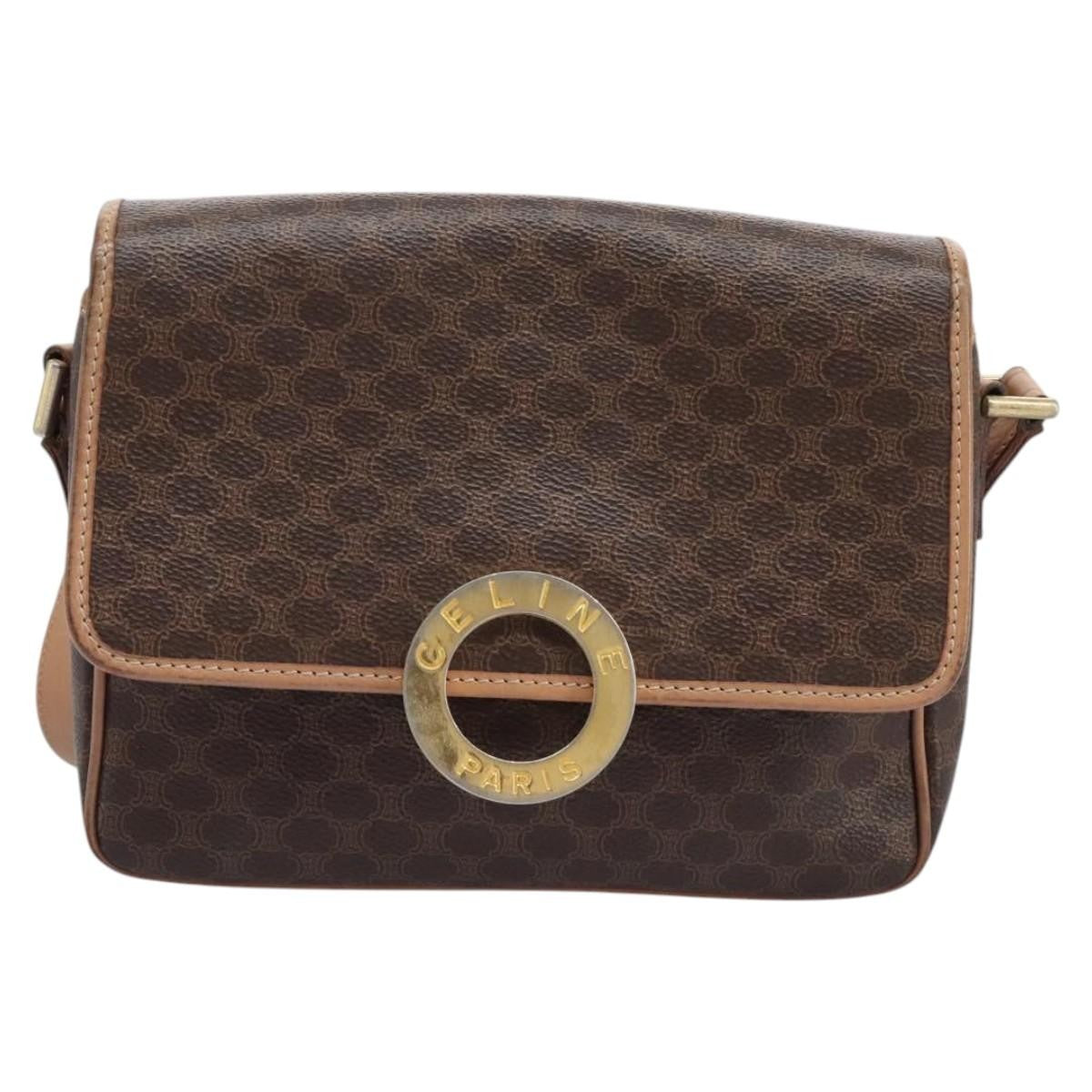 Celine Vintage Macadam Shoulder Bag Canvas, BROWN, CANVAS, Shoulder bag