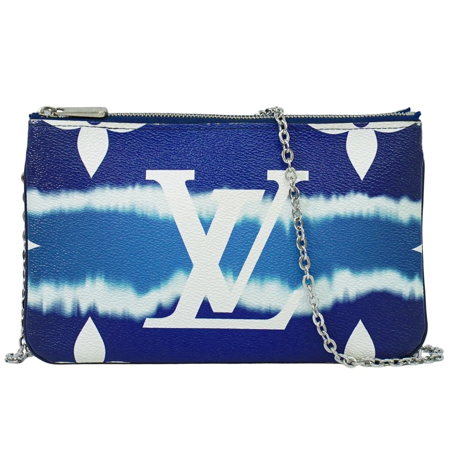 Louis Vuitton Double Zip Pochette Limited Edition Escale Monogram Giant, BLUE, CANVAS, Shoulder bag
