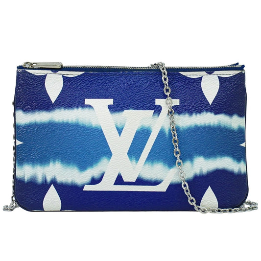Louis Vuitton Double Zip Pochette Limited Edition Escale Monogram Giant, BLUE, CANVAS, Shoulder bag