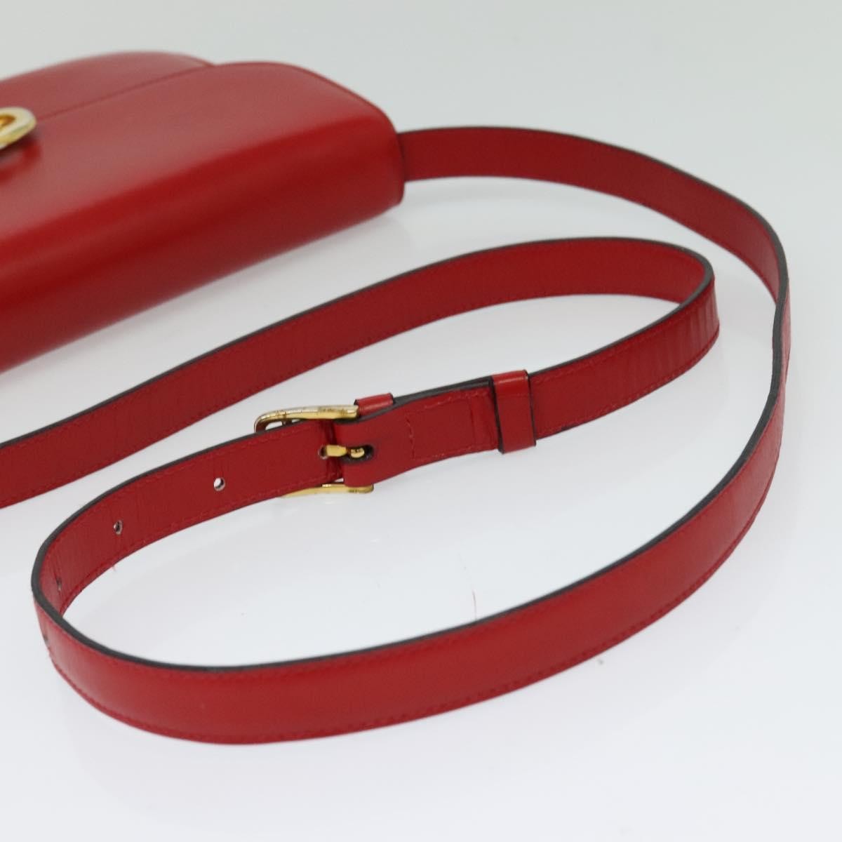 Celine Vintage Triomphe Shoulder Bag Leather, RED, LEATHER, Shoulder bag
