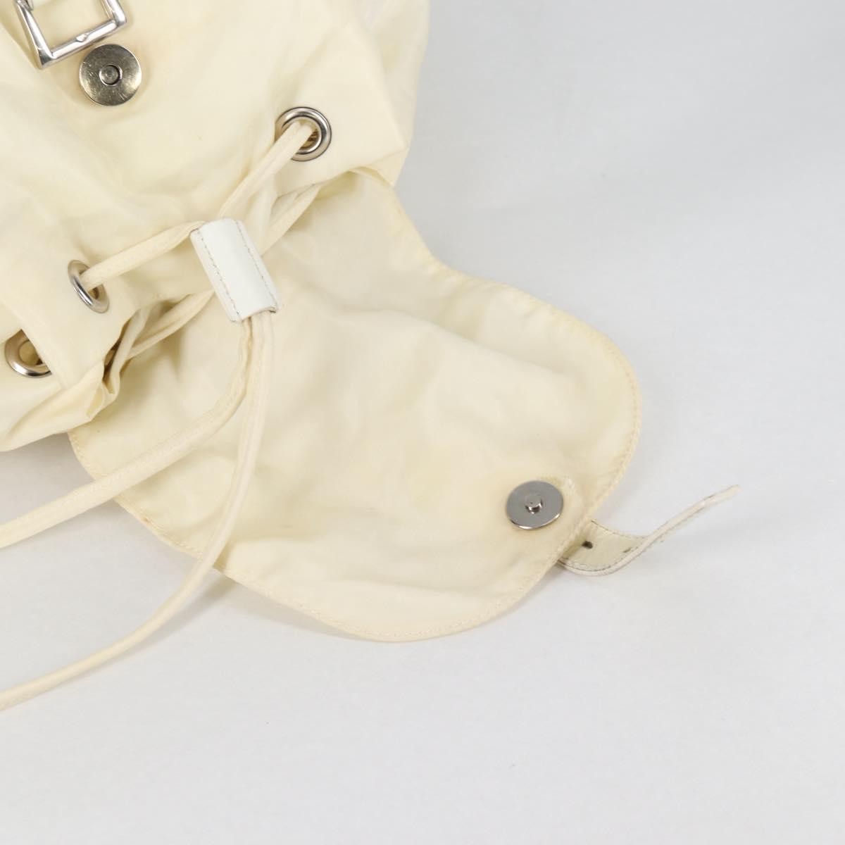 Prada Front Pocket Buckle Backpack Nylon, ECRU, NYLON, Backpack