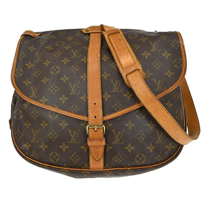 Louis Vuitton Saumur Handbag Monogram Canvas, BROWN, CANVAS, Shoulder bag