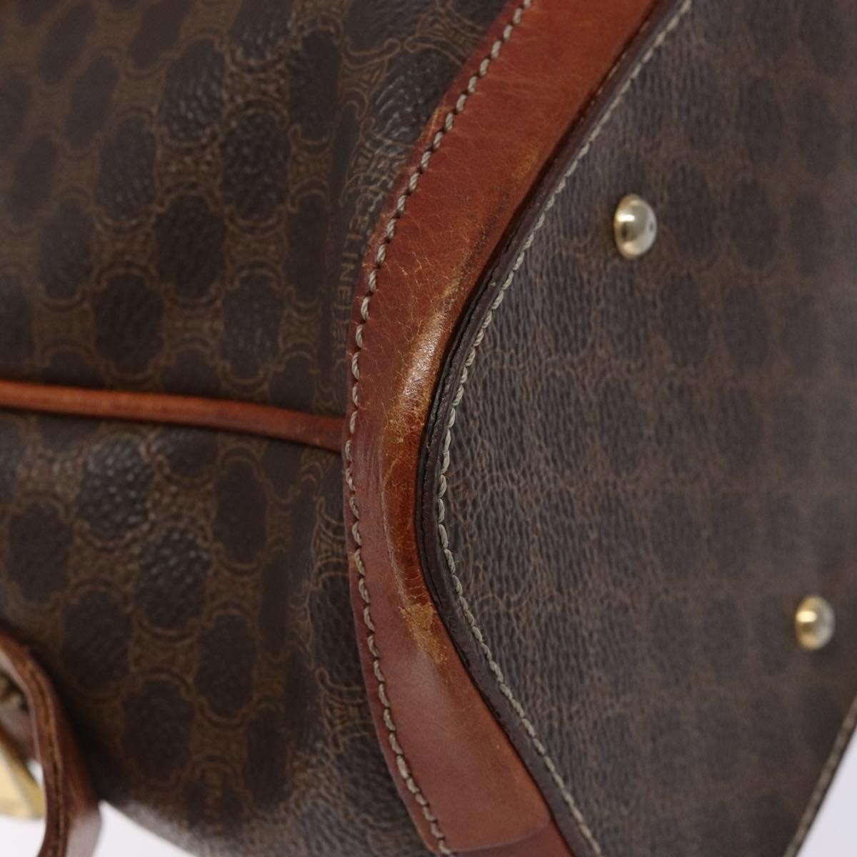 Celine Macadam Handbag Macadam with leather, BROWN, CANVAS, Handbag