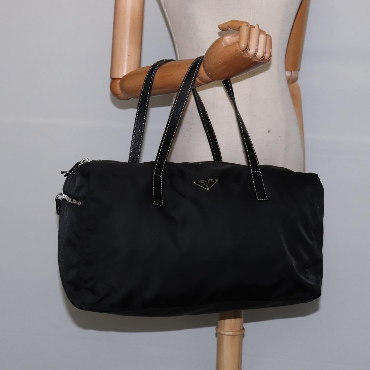 Prada Side Pocket Convertible Duffle Bag Tessuto, BLACK, NYLON, Travel bag