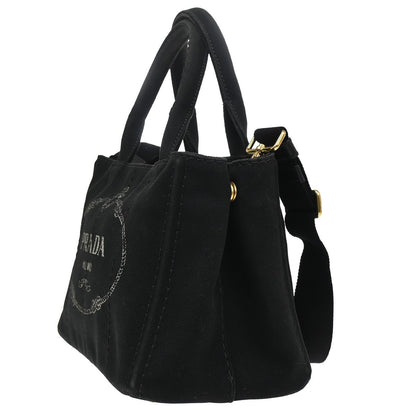 Prada Canapa Convertible Tote Canvas, BLACK, CANVAS, Tote bag
