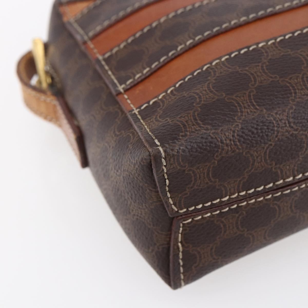 Celine Vintage Macadam Shoulder Bag Canvas and Leather, BROWN, CANVAS, Shoulder bag