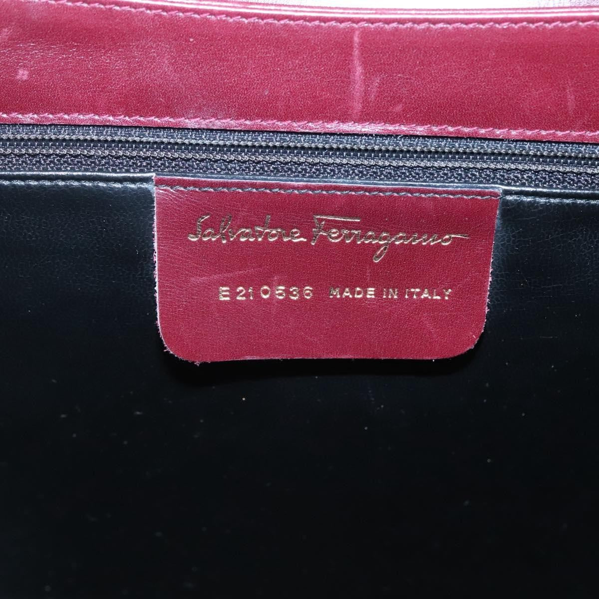 Salvatore Ferragamo Gancini handbag Leather, BURGUNDY, LEATHER, Handbag